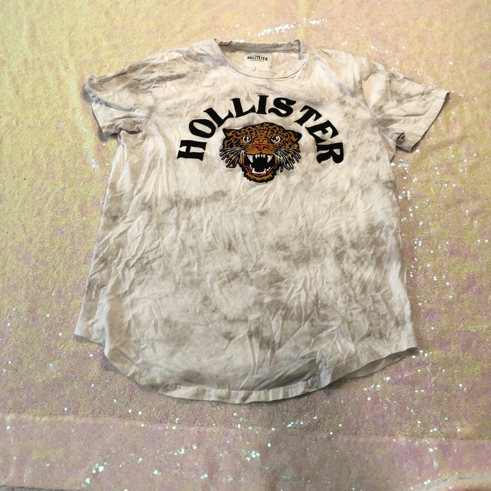 Hollister grey white tiedye shirt tiger top large